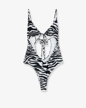 The Attico One-Piece Swimsuit With Zebra Print - White