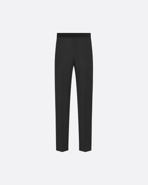 Dior Wool Pants With Velvet Details - Black