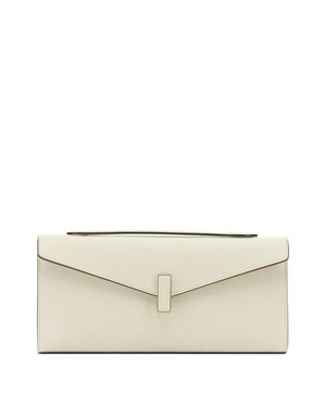 Valextra "Isis" Clutch With Shoulder Strap - Natural