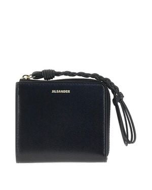 Jil Sander Tangle Leather Zippered Cardholder - Blue