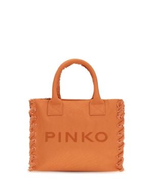 Pinko Canvas Tote Bag Arancio Bruciato - Orange