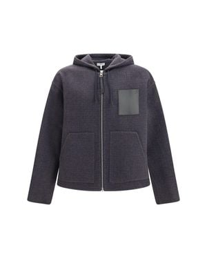 Loewe Wool Blend Hooded Jacket Dark - Blue