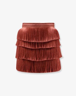 PATBO Mini Skirt With Fringes - Red