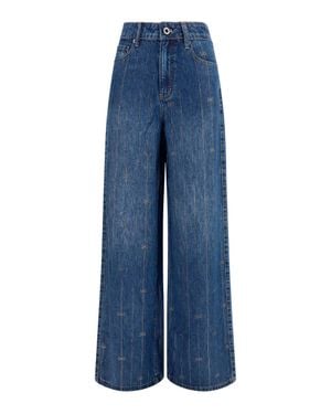 Self-Portrait Crystal-Striped Jeans - Blue
