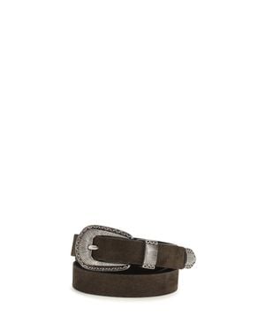 Brunello Cucinelli Suede Belt Moka - White