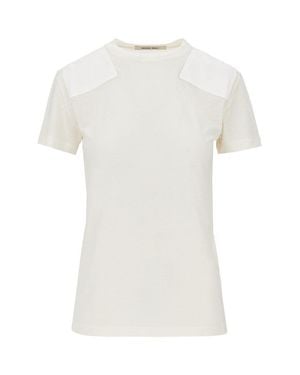 Phoebe Philo Cotton And Lyocell T-Shirt With Patch - White