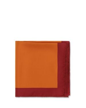 Saint Laurent Cassandre Square Silk Twill Scarf - Orange