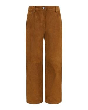 Magda Butrym Corduroy-Effect Leather Trousers - Brown