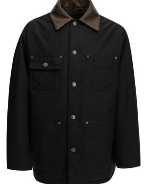 Prada Short Down Jacket Made Of Technical Cotton - Black