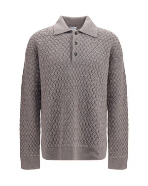 Bottega Veneta Wool Intrecciato Sweater Riverbed Melange - Gray