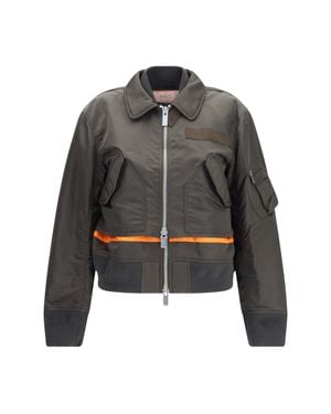 Sacai Double-Zip Nylon Jacket D/Khaki - Grey