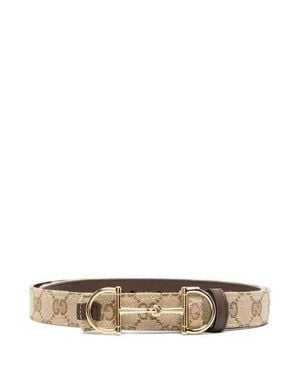 Gucci Leather Belt With Horsebit - White