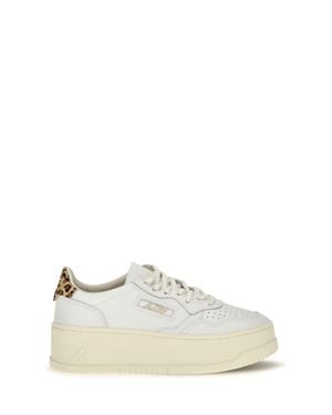 Autry Medalist Platform Leather Sneakers/Leopard - White