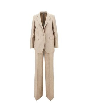 Tagliatore 'Adrianne' Linen-Blend Tailored Suit - Natural