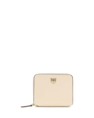 Pinko Leather Zip-Around Wallet - Natural