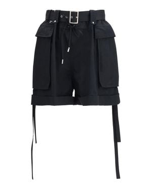McQueen Cotton Shorts With Belt - Black