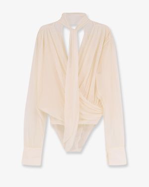 Amazuìn Keila Sheer Stretch Tulle Bodysuit - White