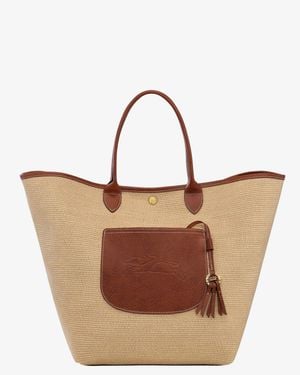 Longchamp Le Panier Pliage L Raffia And Leather Shoulder Bag - Brown