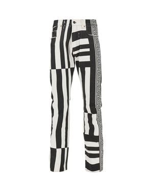 Versace Denim Jeans With Sylvester Print - Black