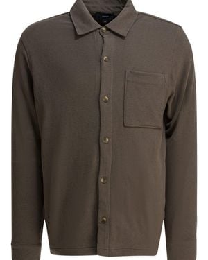 Vince Cotton Suede Overshirt Jacket - Green