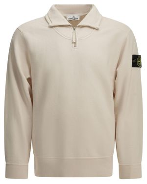 Stone Island Half-Zip Sweatshirt - Natural
