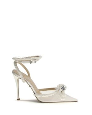 Mach & Mach Mach & Mach Double Bow Satin Court Shoes - White
