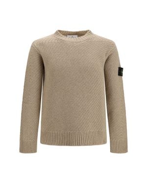 Stone Island Loose Crewneck Sweater Biscuit Melange - Natural