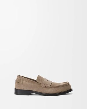 Loewe Bobine Suede Loafers Hazelnut - White