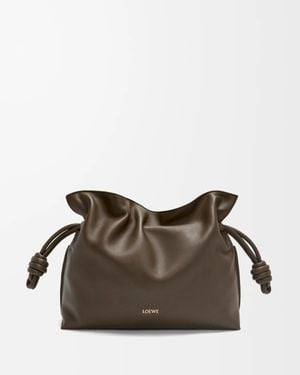 Loewe Flamenco Medium Clutch With Chain Chocolate - Brown
