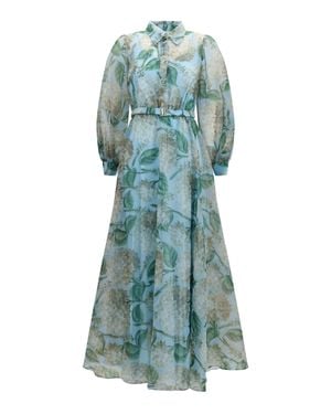Nissa Printed Organza Dress Print - Green