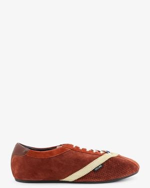 Celine Flat Suede And Leather Sneakers - White