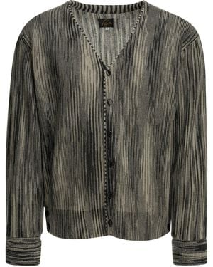 Needles Mohair Nylon Wool Striped Cardigan - Black