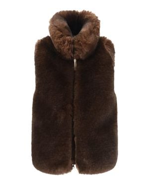 Woolrich Hybrid Faux-Fur Quilted Nylon Vest Dark Earth - Brown
