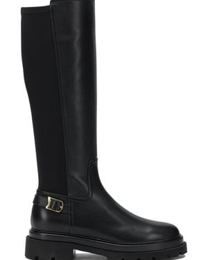 Santoni Leather Knee-High Boots - Black