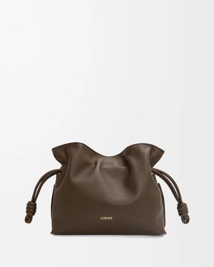 Loewe Flamenco Small Clutch With Chain Chocolate - Brown