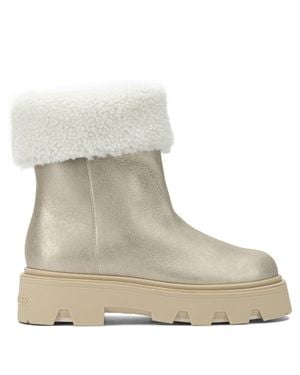 Moncler "Aurea" Shearling Ankle Boots - Natural