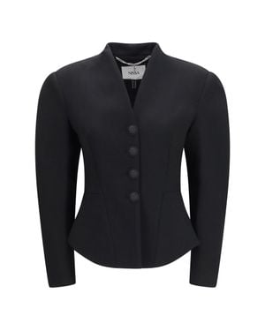 Nissa Tailored Wool-Blend V-Neck Jacket - Blue