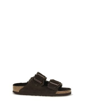 Birkenstock Arizona Shearling Sandals Mocca - Black