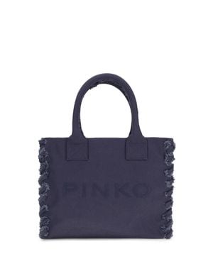 Pinko Canvas Tote Bag Viola Aura Astrale - Blue