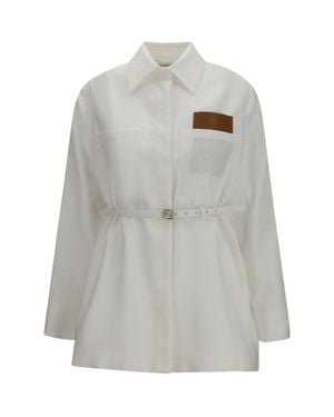 Fendi Jacket Belted Linen-Cotton - Grey