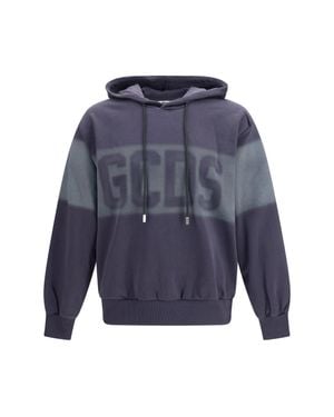 Gcds Spray Logo Hooded Sweatshirt Meteorite - Blue