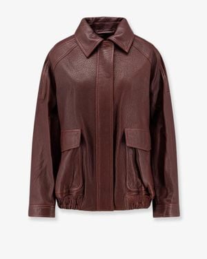 Rohe Aviator Grained Leather Jacket - Brown