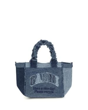 Ganni Small Trapeze Denim Shopper - Blue