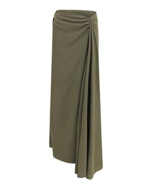McQueen Draped Long Skirt - Green
