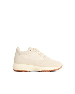 Hogan Interactive Ivory Suede Trainers - Natural