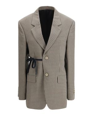 Balenciaga Single-Breasted Vichy Jacket - Gray