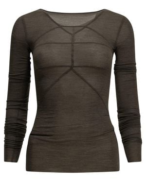 Rick Owens "Ls Temple T" Casual Top - Brown