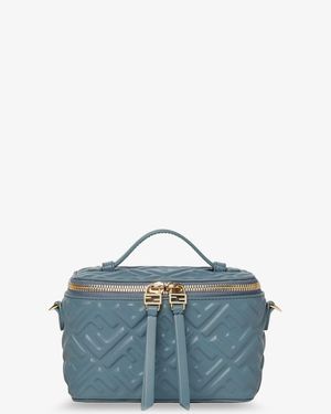 Fendi Vanity Leather Crossbody Bag With Ff Motif - Blue
