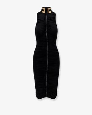 Elisabetta Franchi Draped Midi Dress - Black