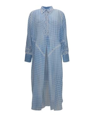 Ermanno Scervino Long Shirt Dress With Lace - Blue